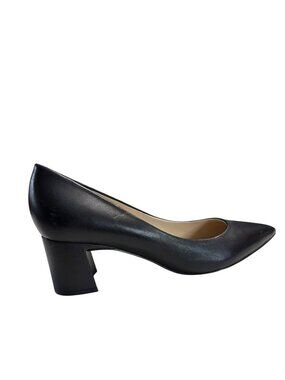 Marc Fisher Black Leather Block Heel Pumps